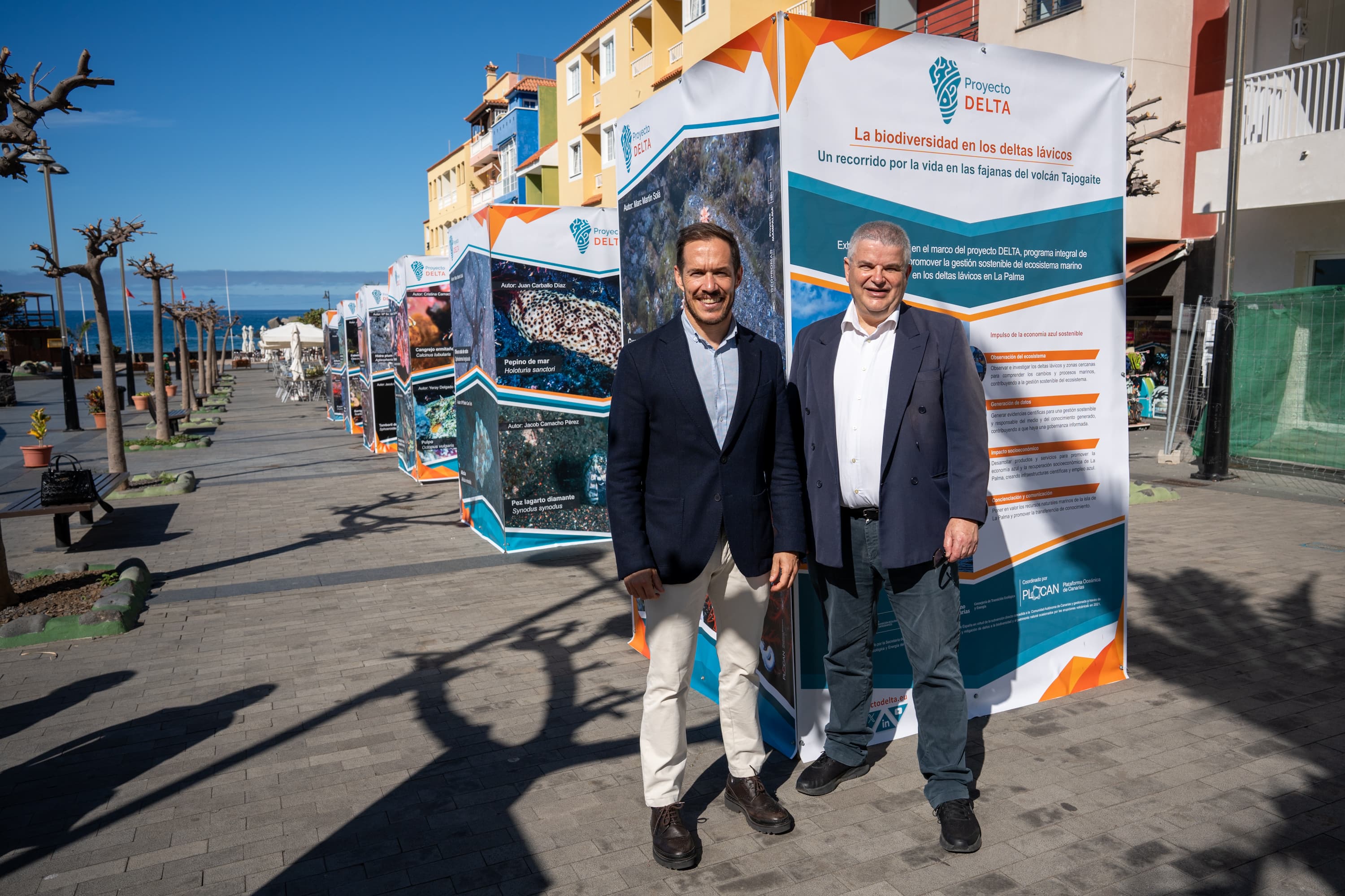 Mariano Hernández Zapata y Joaquín Hernández Brito inauguran la exhibición sobre la biosiversidad en los deltas lávicos de
