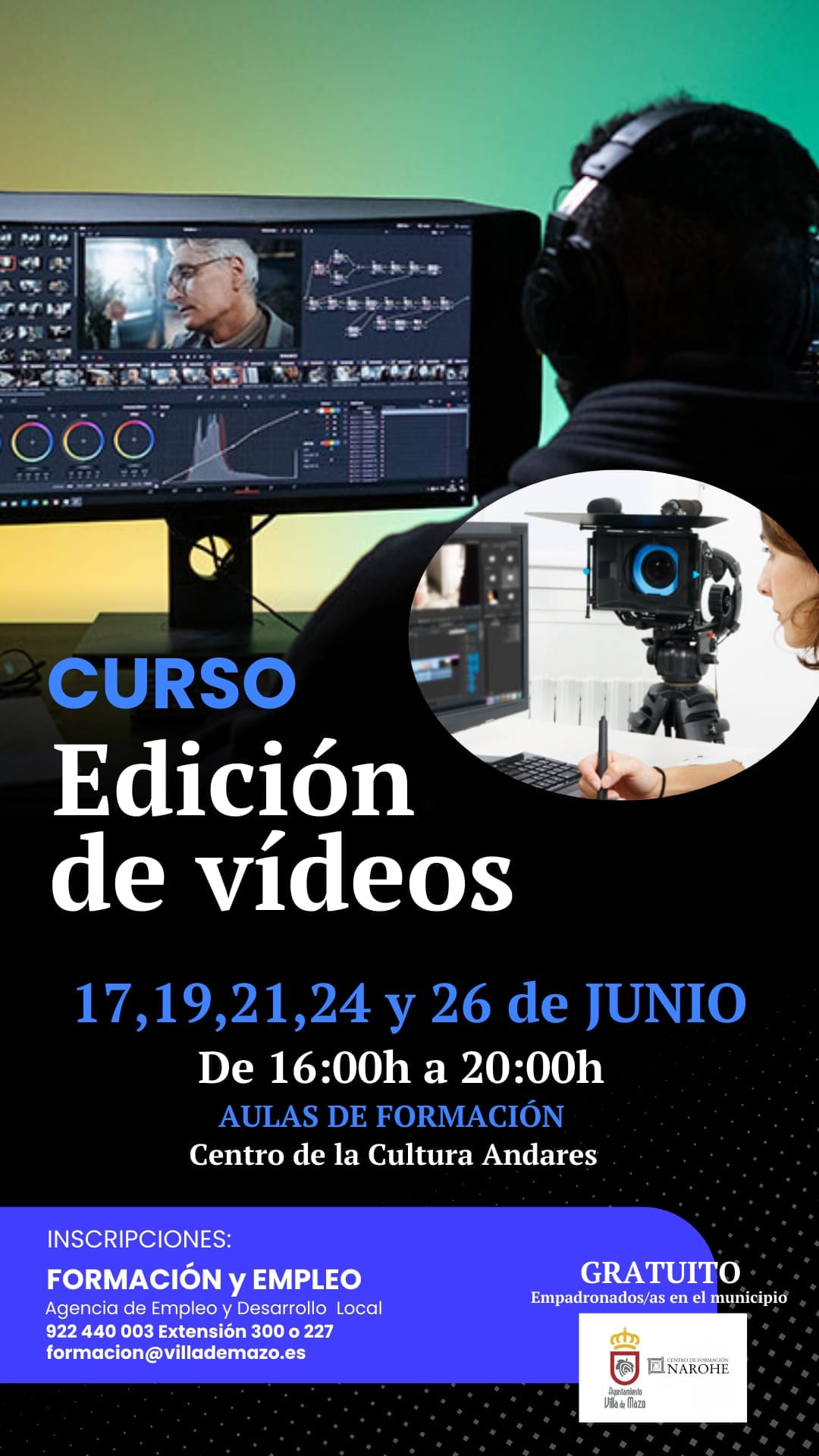 Cartel curso edición de vídeos Villa de Mazo.jpg