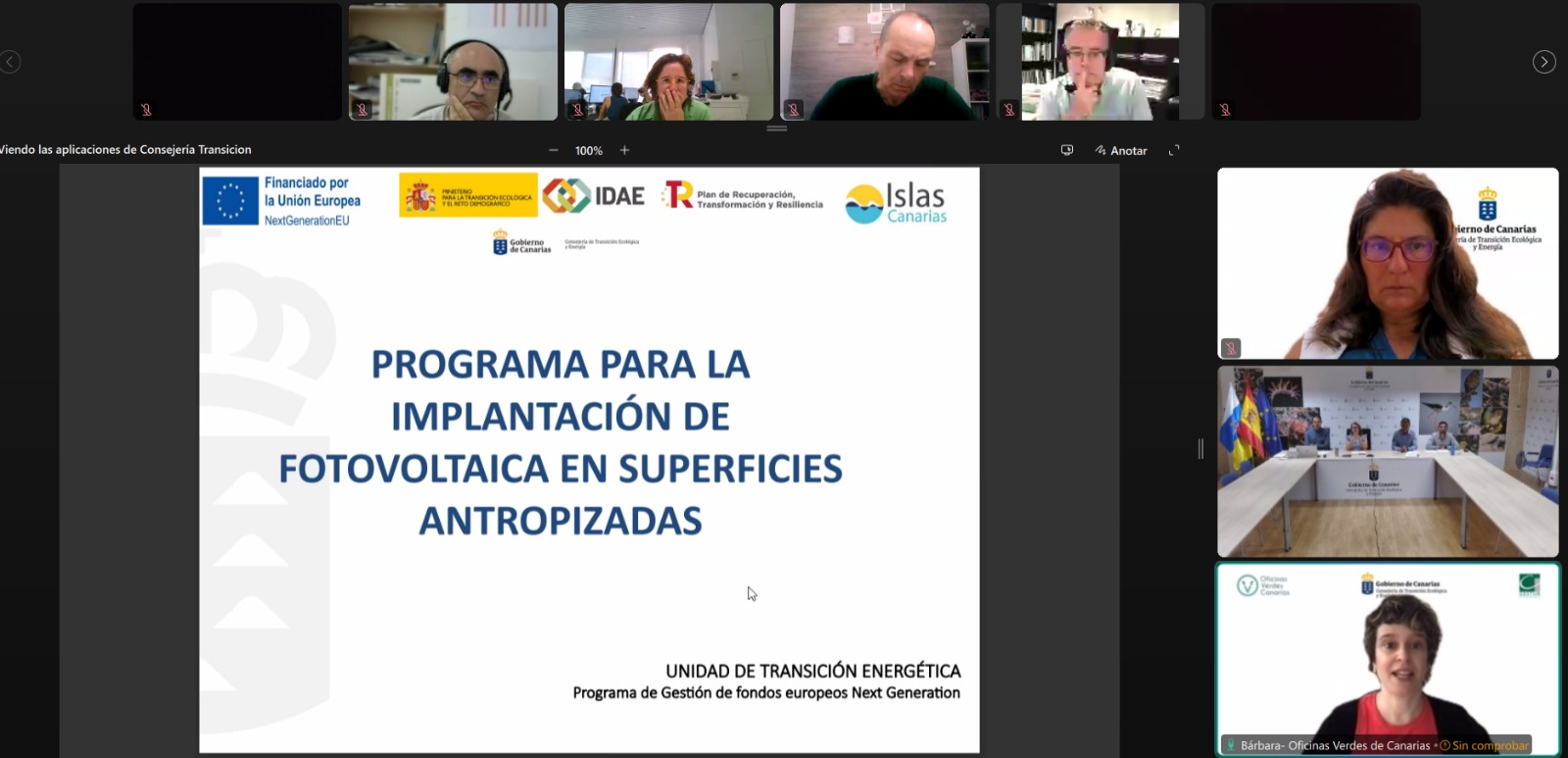 170924. NP. El webinar de Transición Ecológica sobre ayudas para energías renovables en zonas antropizadas reúne a 180 personas
