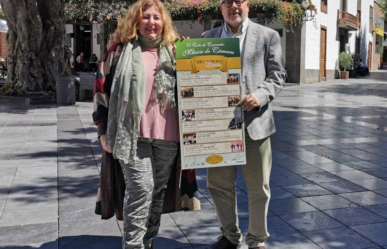 Charo González, concejala de Cultura del Ayuntamiento de Los Llanos de Aridane y Miguel Ángel Linares, director del Conservatorio Superior de Música de Canarias